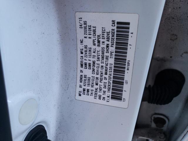 1HGCR2F35FA153610 - 2015 HONDA ACCORD LX WHITE photo 12