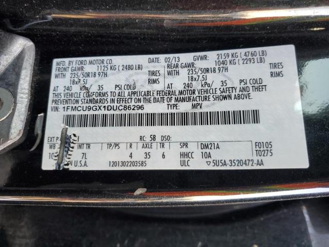 1FMCU9GX1DUC86296 - 2013 FORD ESCAPE SE BLACK photo 14