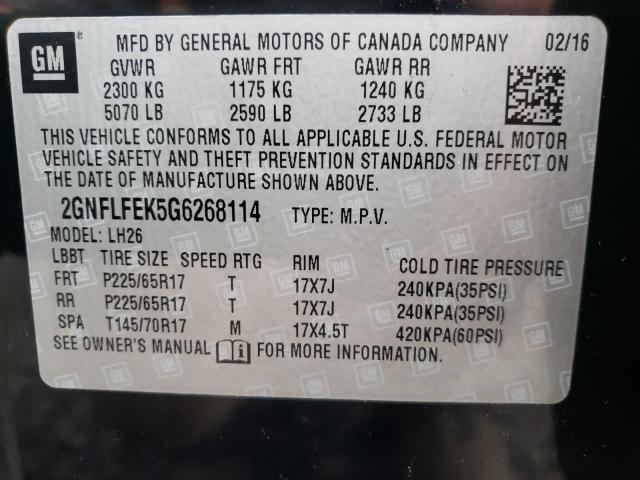 2GNFLFEK5G6268114 - 2016 CHEVROLET EQUINOX LT BLACK photo 13