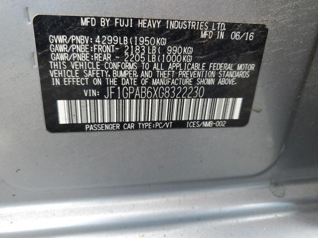 JF1GPAB6XG8322230 - 2016 SUBARU IMPREZA PREMIUM SILVER photo 12