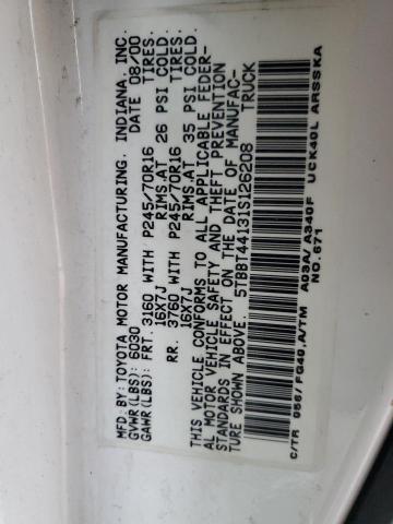 5TBBT44131S126208 - 2001 TOYOTA TUNDRA ACCESS CAB თეთრი ფოტო 12