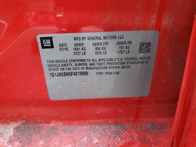 1G1JA5SH5F4218088 - 2015 CHEVROLET SONIC LS Қызыл фото 12