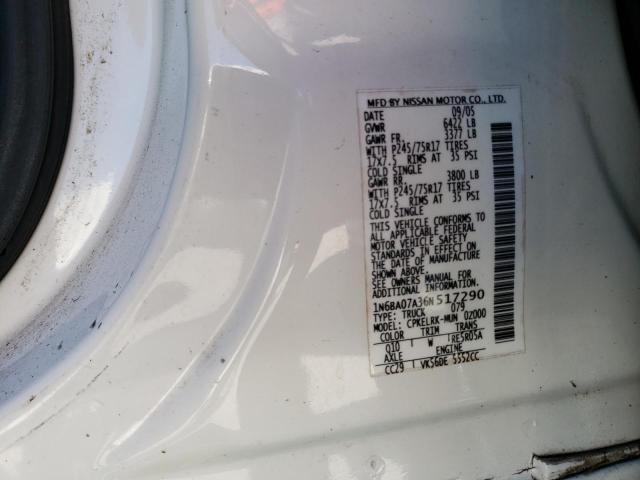 1N6BA07A36N517290 - 2006 NISSAN TITAN XE WHITE photo 12