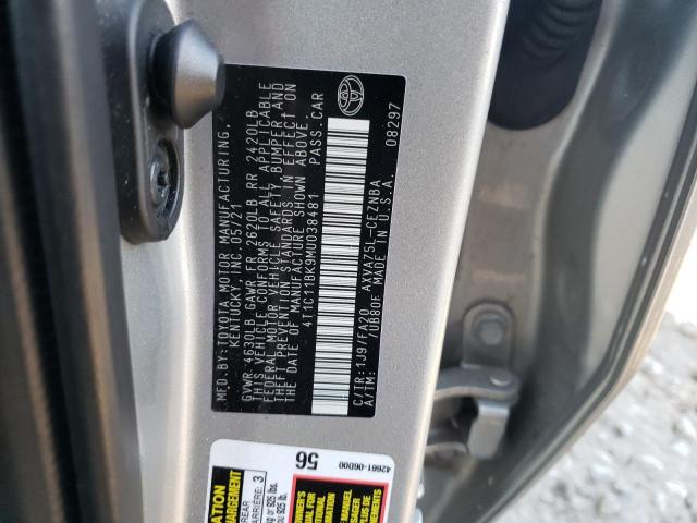 4T1C11BK9MU038481 - 2021 TOYOTA CAMRY LE SILVER photo 12