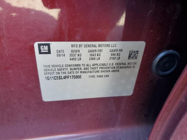 1G11C5SL4FF175866 - 2015 CHEVROLET MALIBU 1LT Tünd qırmızı foto 12
