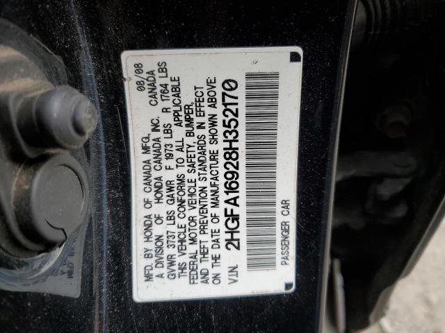 2HGFA16928H352170 - 2008 HONDA CIVIC EXL BLACK photo 12