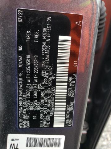 5TDGZRAH0NS128322 - 2022 TOYOTA HIGHLANDER XLE GRAY photo 13