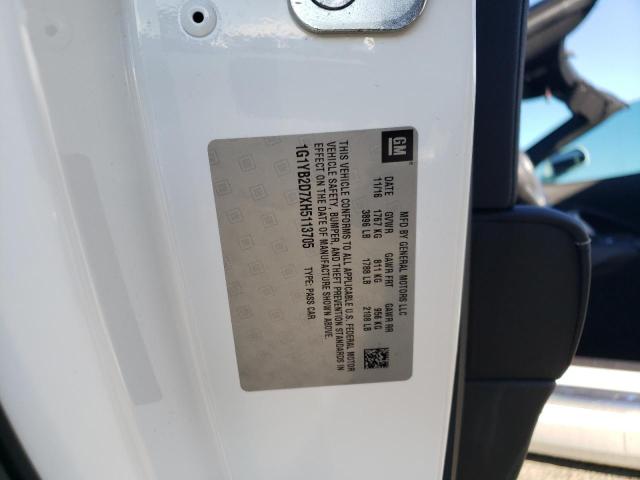 1G1YB2D7XH5113705 - 2017 CHEVROLET CORVETTE STINGRAY 1LT WHITE photo 13