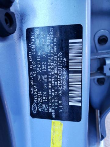 KMHCT5AEXEU177078 - 2014 HYUNDAI ACCENT GLS BLUE photo 12