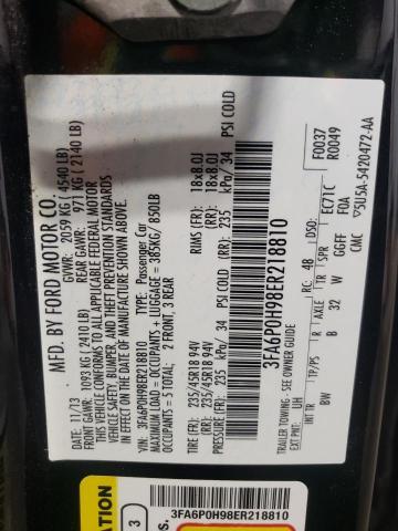 3FA6P0H98ER218810 - 2014 FORD FUSION SE BLACK photo 13