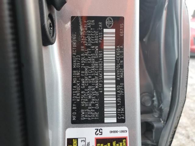 4T1F31AK7RU624161 - 2024 TOYOTA CAMRY XLE SILVER photo 13