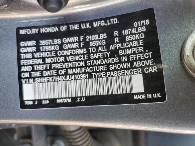 SHHFK7H4XJU410391 - 2018 HONDA CIVIC SPORT 石墨色 照片 12