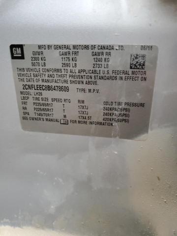 2CNFLEEC8B6478609 - 2011 CHEVROLET EQUINOX LT SILVER photo 13