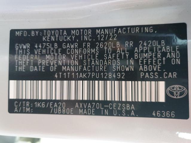 4T1T11AK7PU128492 - 2023 TOYOTA CAMRY SE NIGHT SHADE WHITE photo 13