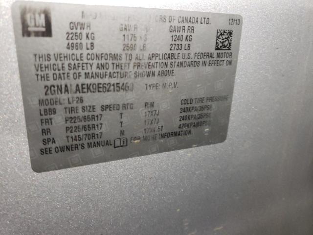 2GNALAEK9E6215460 - 2014 CHEVROLET EQUINOX LS SILVER photo 12