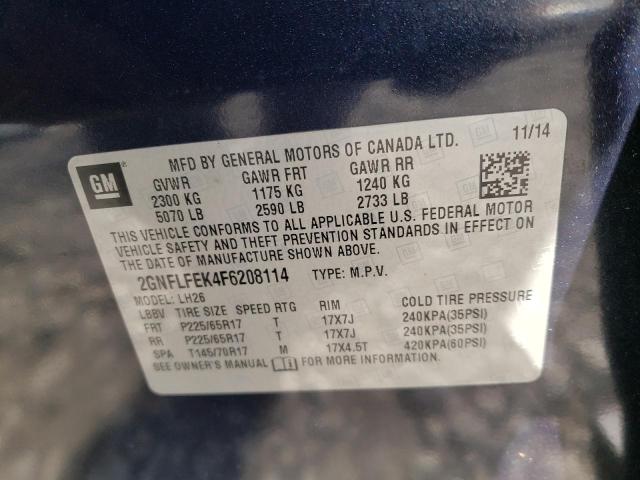 2GNFLFEK4F6208114 - 2015 CHEVROLET EQUINOX LT BLUE photo 13