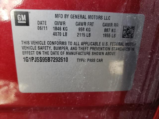 1G1PJ5S95B7292610 - 2011 CHEVROLET CRUZE ECO RED photo 12