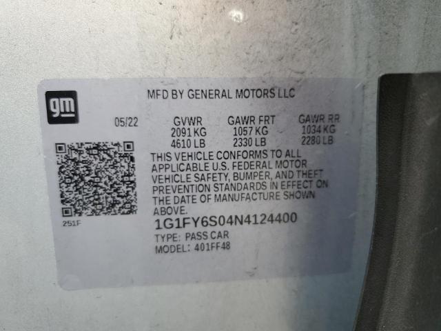 1G1FY6S04N4124400 - 2022 CHEVROLET BOLT EUV LT SILVER photo 12