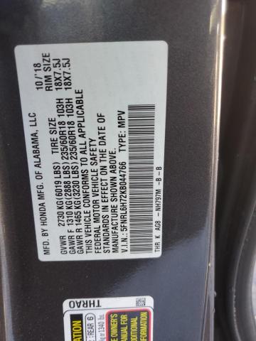 5FNRL6H72KB044766 - 2019 HONDA ODYSSEY EXL GRAY photo 13