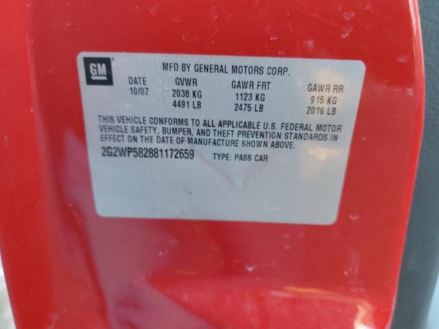 2G2WP582881172659 - 2008 PONTIAC GRAND PRIX RED photo 12