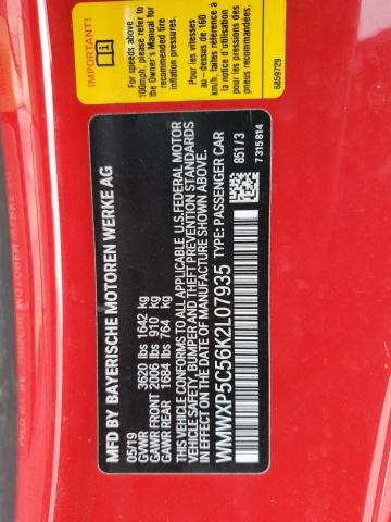 WMWXP5C56K2L07935 - 2019 MINI COOPER RED photo 12