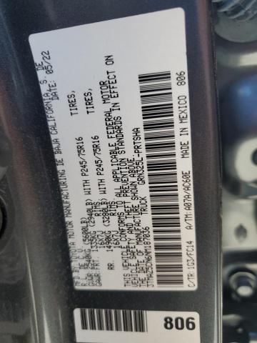 3TMAZ5CN6NM187036 - 2022 TOYOTA TACOMA DOUBLE CAB GRAY photo 12