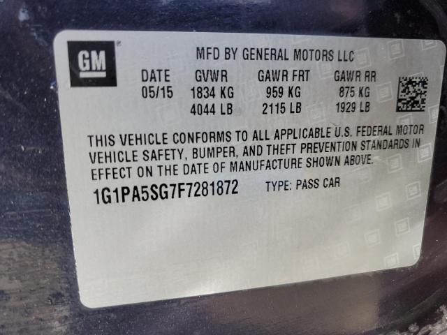 1G1PA5SG7F7281872 - 2015 CHEVROLET CRUZE LS BLUE photo 12