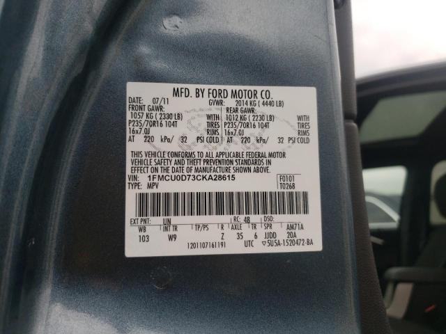 1FMCU0D73CKA28615 - 2012 FORD ESCAPE XLT BLUE photo 13