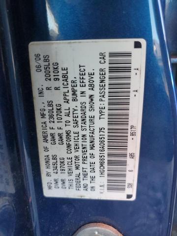 1HGCM66516A065175 - 2006 HONDA ACCORD EX BLUE photo 13