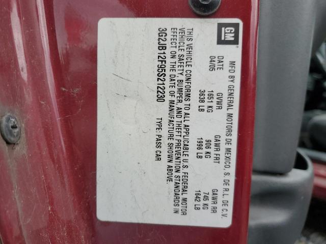 3G2JB12F95S212230 - 2005 PONTIAC SUNFIRE RED photo 12