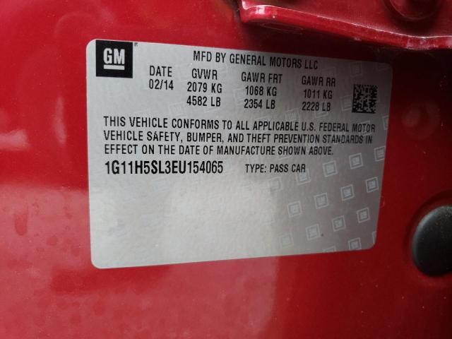 1G11H5SL3EU154065 - 2014 CHEVROLET MALIBU LTZ ბურგუნდია ფოტო 12