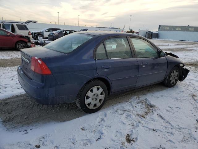 2HGES16832H929425 - 2002 HONDA CIVIC LX BLUE photo 3