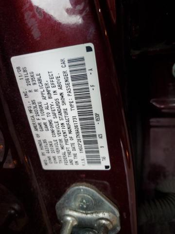 1HGCP267X9A061731 - 2009 HONDA ACCORD EX MAROON photo 12