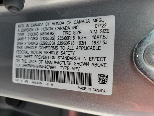 2HKRW1H84NH407996 - 2022 HONDA CR-V EXL SILVER photo 14