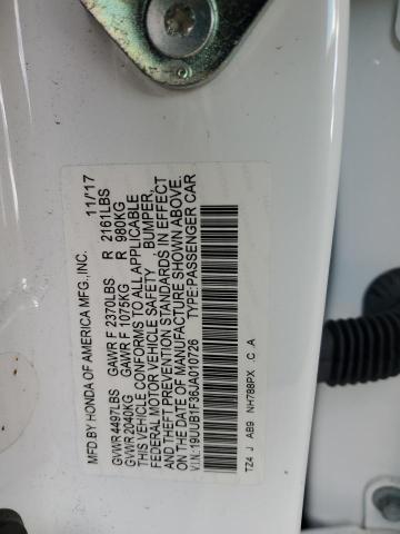 19UUB1F36JA010726 - 2018 ACURA TLX WHITE photo 12