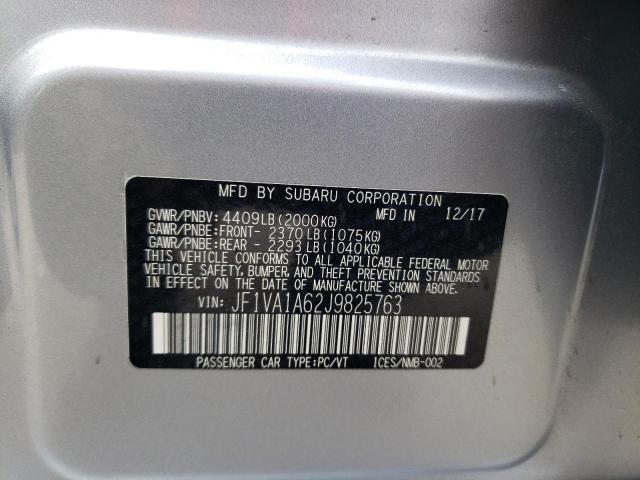 JF1VA1A62J9825763 - 2018 SUBARU WRX SILVER photo 12