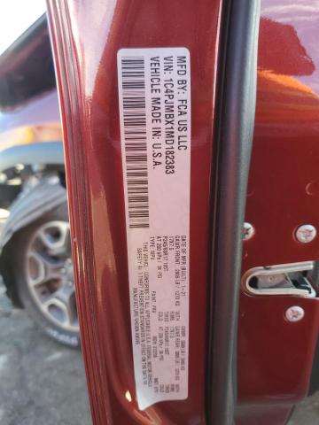 1C4PJMBX1MD182383 - 2021 JEEP CHEROKEE TRAILHAWK MAROON photo 12