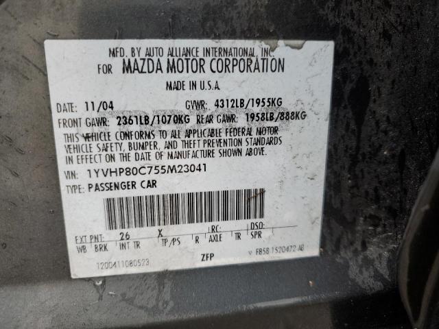 1YVHP80C755M23041 - 2005 MAZDA 6 I CHARCOAL photo 12