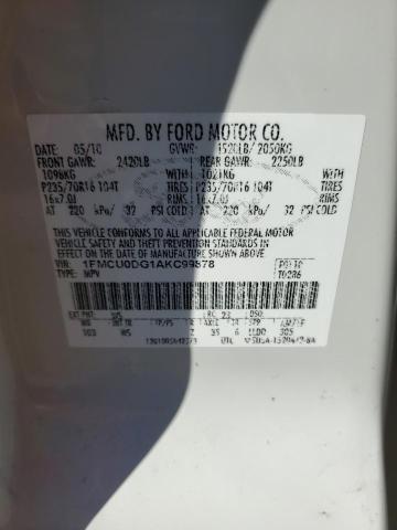 1FMCU0DG1AKC99878 - 2010 FORD ESCAPE XLT WHITE photo 13