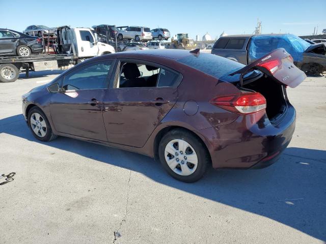 3KPFK4A78JE187455 - 2018 KIA FORTE LX BURGUNDY photo 2