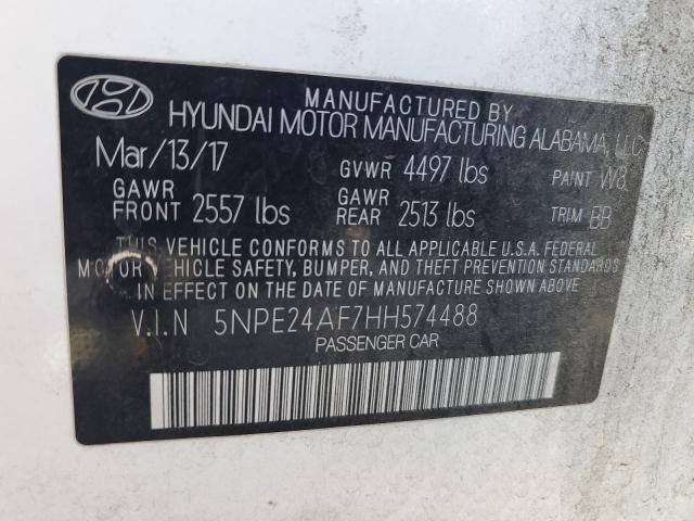 5NPE24AF7HH574488 - 2017 HYUNDAI SONATA SE WHITE photo 13