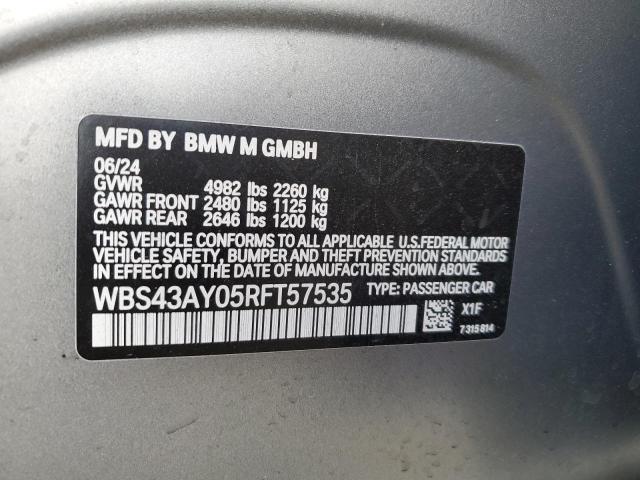 WBS43AY05RFT57535 - 2024 BMW M3 COMPETITION SILVER photo 12
