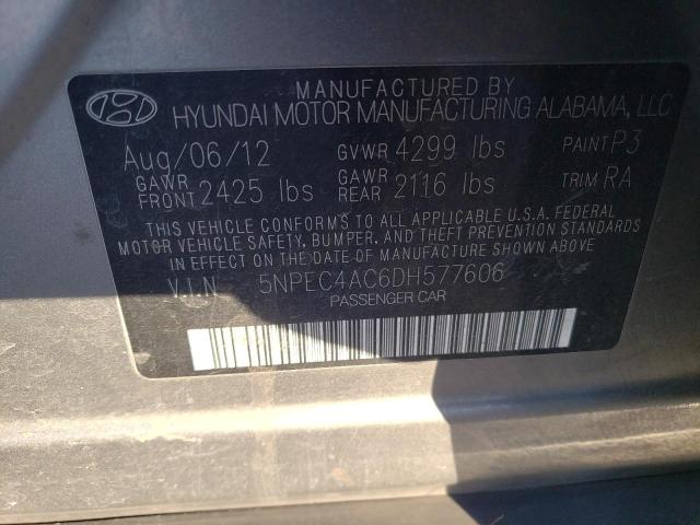 5NPEC4AC6DH577606 - 2013 HYUNDAI SONATA SE GRAY photo 12