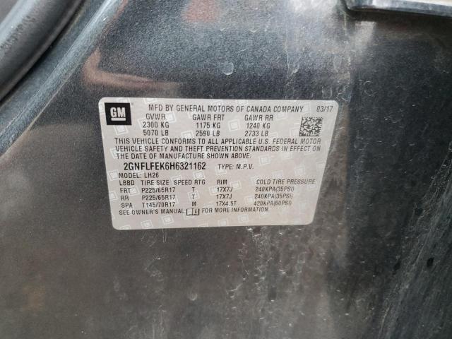 2GNFLFEK6H6321162 - 2017 CHEVROLET EQUINOX LT CHARCOAL photo 12