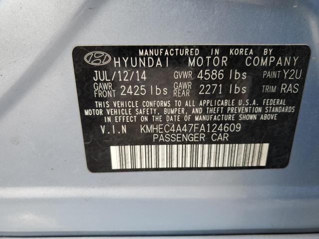 KMHEC4A47FA124609 - 2015 HYUNDAI SONATA HYBRID BLUE photo 13