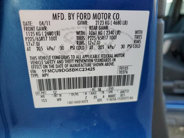 1FMCU9DG5BKC23425 - 2011 FORD ESCAPE XLT BLUE photo 12