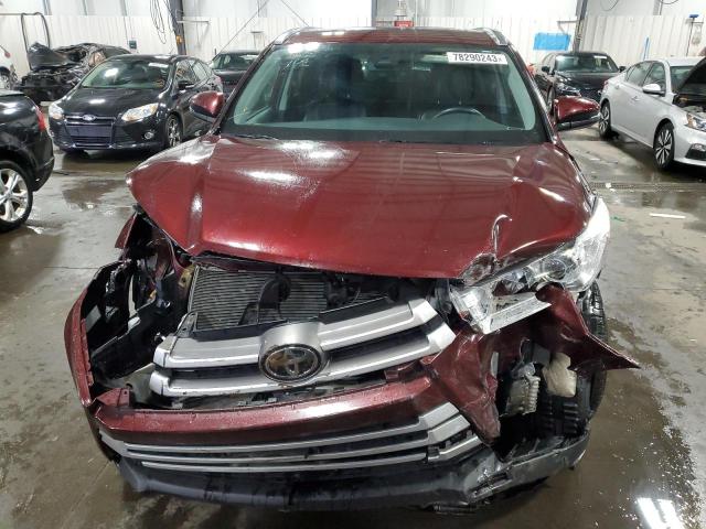 5TDJZRFH8KS717760 - 2019 TOYOTA HIGHLANDER SE BURGUNDY photo 5