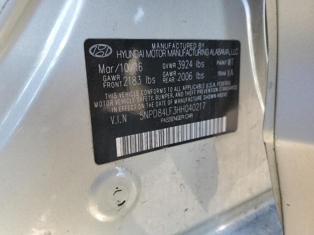 5NPD84LF3HH040217 - 2017 HYUNDAI ELANTRA SE SILVER photo 12