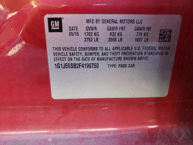 1G1JE6SB2F4199750 - 2015 CHEVROLET SONIC LTZ RED photo 12