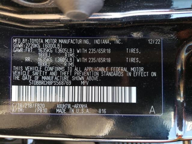 5TDBBRCH8PS568769 - 2023 TOYOTA HIGHLANDER HYBRID LE BLACK photo 14